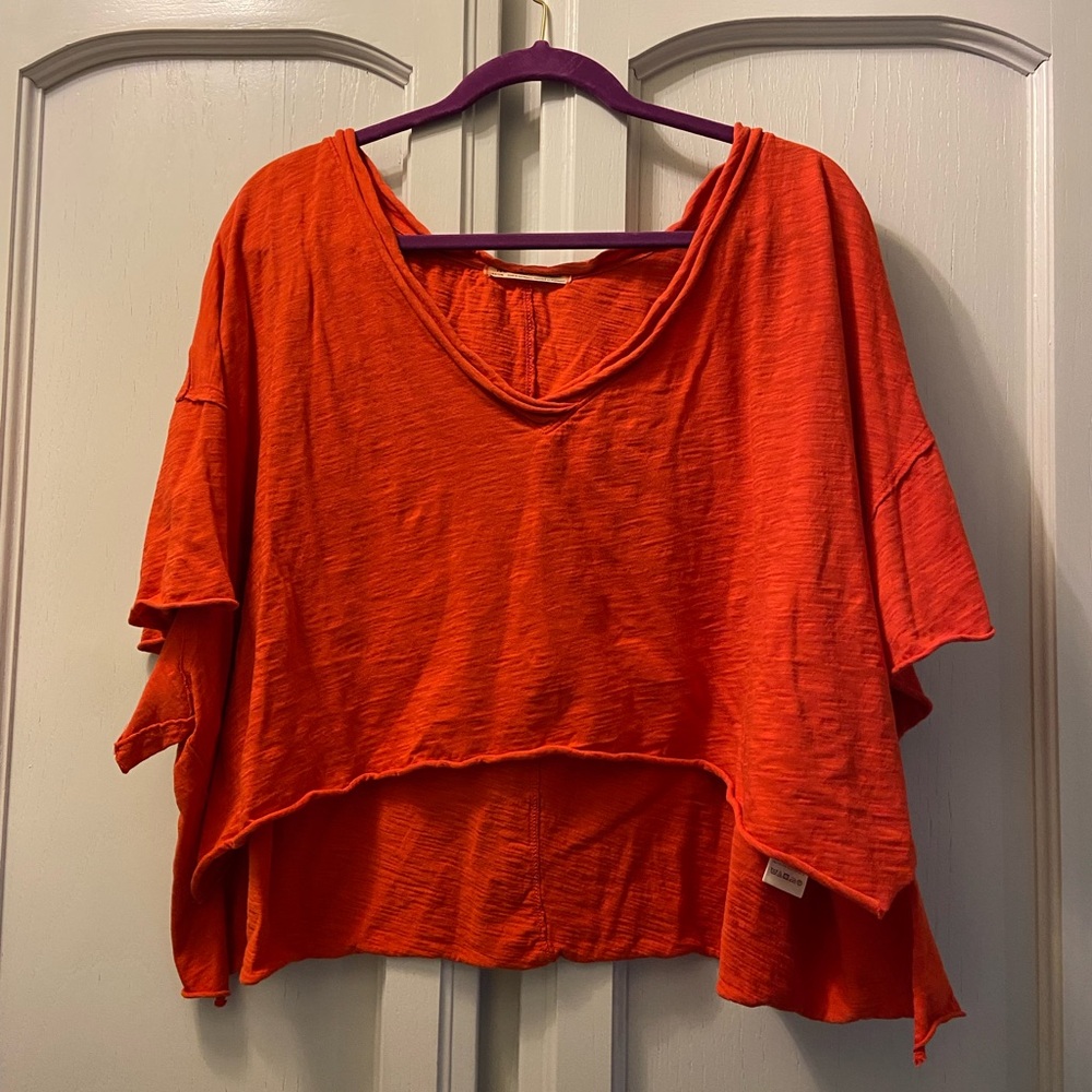 We The Free Women's Short Sleeve Cropped Tee in Bright Orange